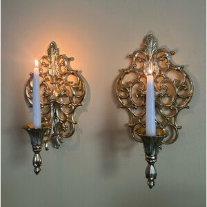 Vintage brace/gold candle sconces